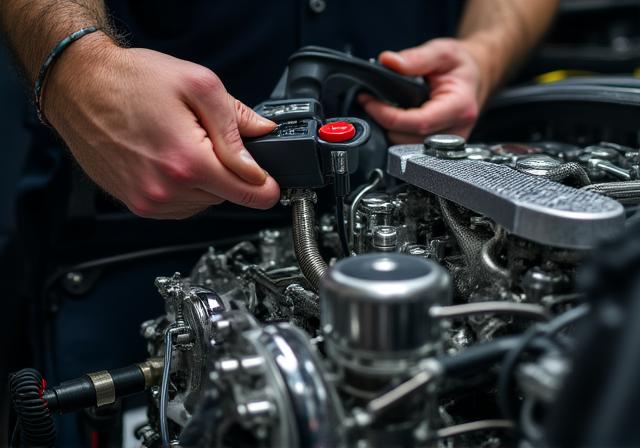 Close-up of a high-performance engine being tuned